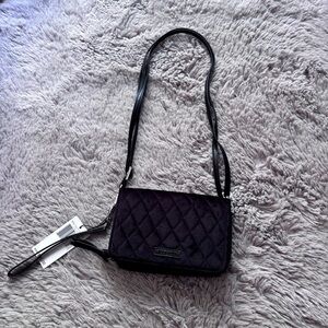 NWT Vera Bradley RFID 3 in 1 Crossbody Wristlet Bag Purse Black Soft Velvet